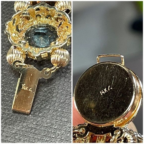 14K Yellow Gold Multicolor Gemstone Slide Bracelet 7” Long - Picture 5 of 12